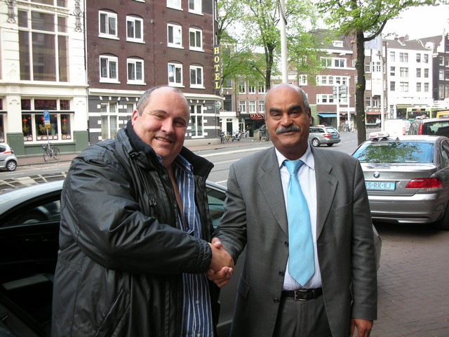 Myself and Ali from BTC outside the Crowne Plaza Hotel in Amsterdam